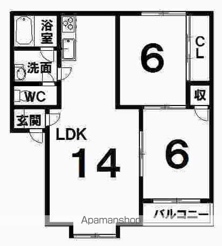 カミニート白樺(2LDK/2階)の間取り写真