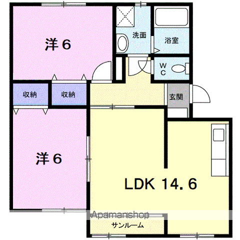 ノーヴァⅠ(2LDK/2階)の間取り写真