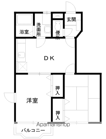カラジューム雅A(2DK/1階)の間取り写真