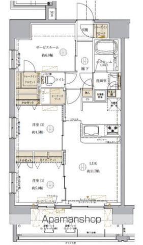 ブリシア横濱石川町(2SLDK/3階)の間取り写真