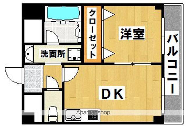 ファイブコート宿院(1DK/2階)の間取り写真