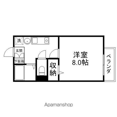 ウィングヒルズ笠山(1K/2階)の間取り写真