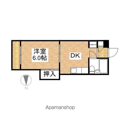 菱家ビル(1DK/6階)の間取り写真