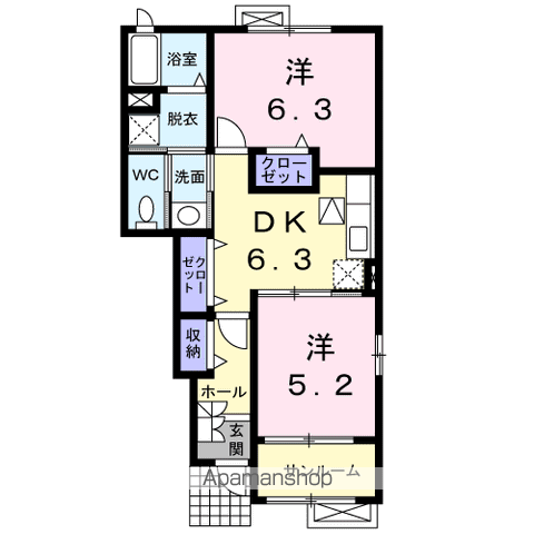 マ-ブルⅡ(2DK/1階)の間取り写真
