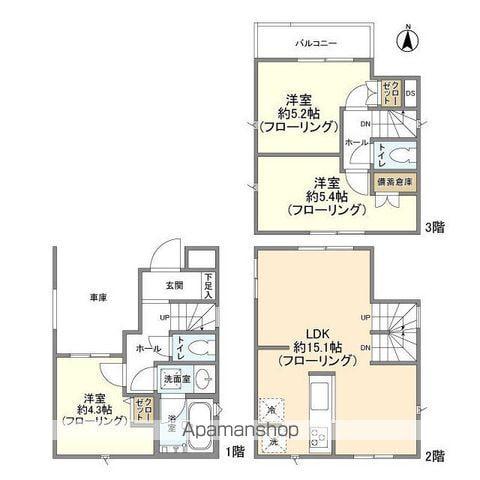 南武線 武蔵中原駅 徒歩8分 3階建 築4年(3LDK)の間取り写真