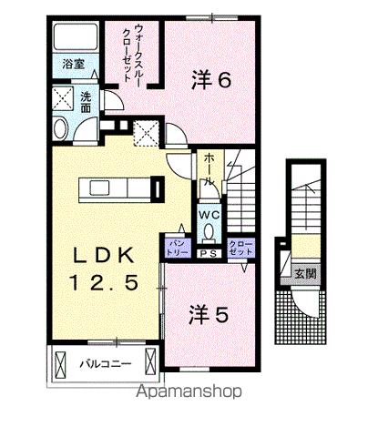 ディアーズ茨沢(2LDK/2階)の間取り写真