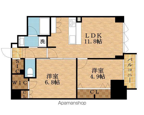 スプランディッド上本町ウエスト(2LDK/11階)の間取り写真