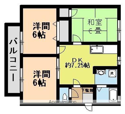 ビューテラス渡辺(3DK/1階)の間取り写真