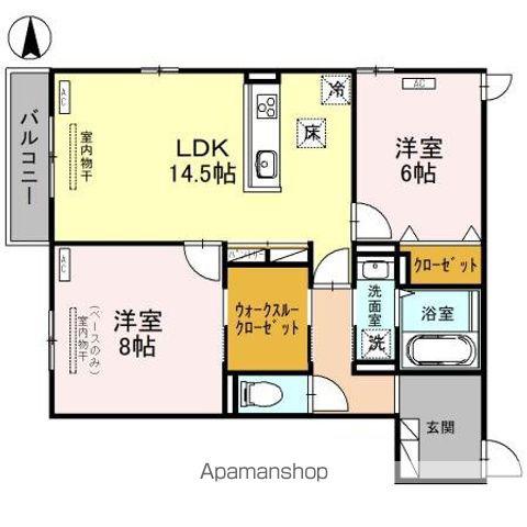 DーRESIDENCE諸江町COEUR(2LDK/1階)の間取り写真