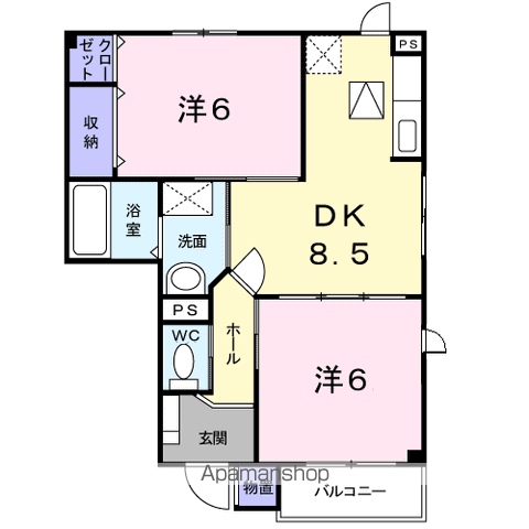 グレース望月 A(2DK/1階)の間取り写真