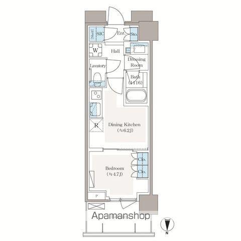 パークシティ中野ザタワー エアーズ(1DK/22階)の間取り写真