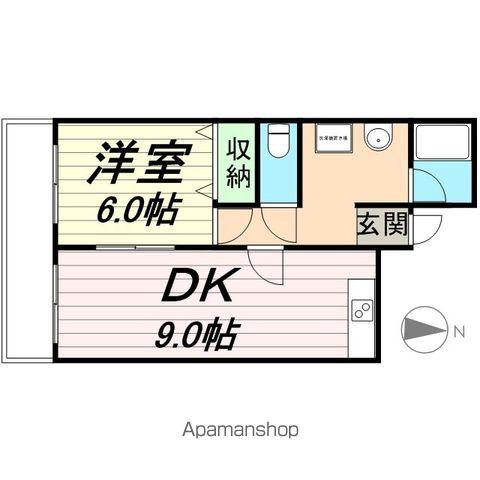 ヒルサイド国見(1LDK/2階)の間取り写真