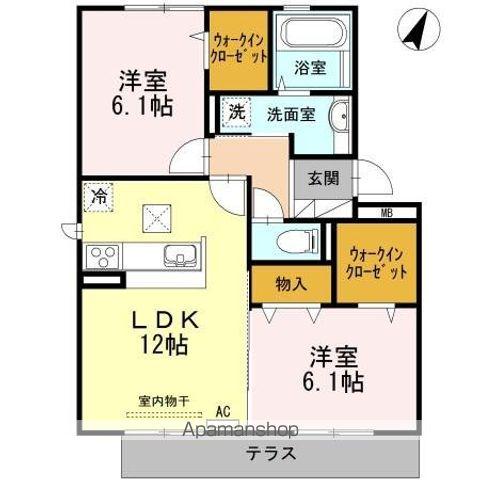 セジュール 藍II(2LDK/1階)の間取り写真