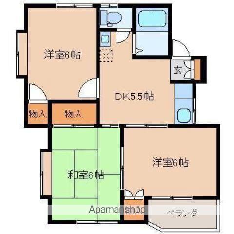 スカイハイツB(3DK/2階)の間取り写真