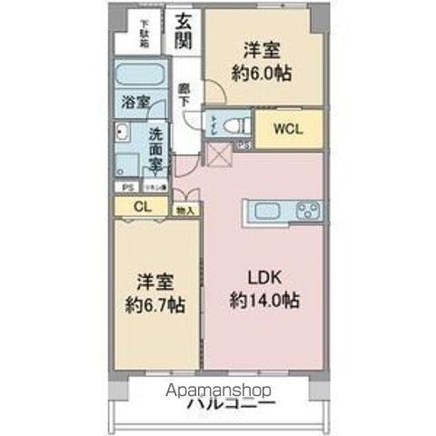MOTTI 3(2LDK/3階)の間取り写真
