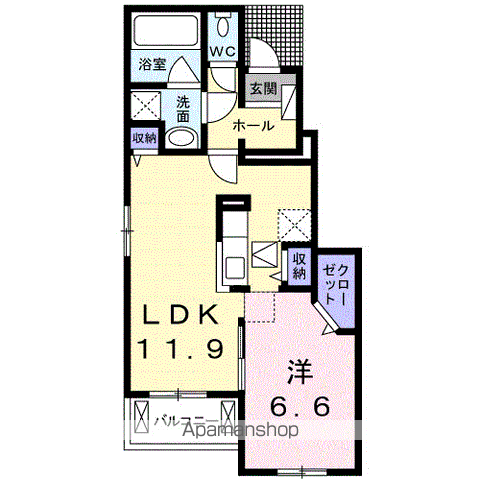 クレアンジュ ニーナⅡ(1LDK/1階)の間取り写真