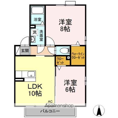 ロイヤルタウンD(2LDK/2階)の間取り写真