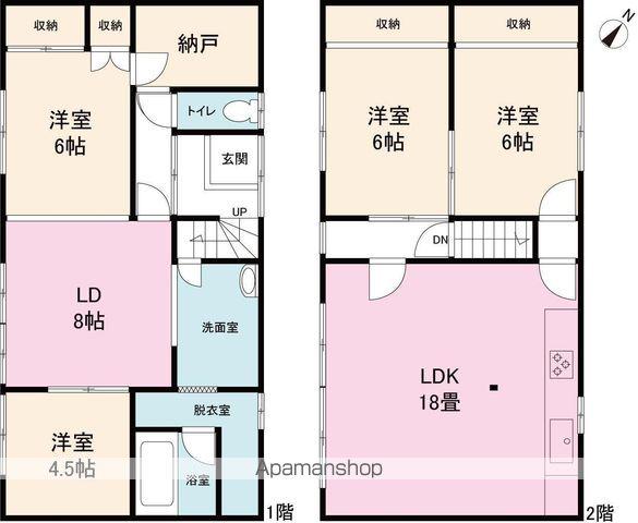 北海道岩見沢市 2階建 築61年(4LDK)の間取り写真