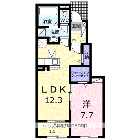 セイバリーG(1LDK/1階)の間取り写真