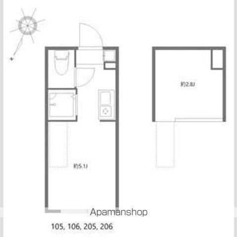 コラゾン(ワンルーム/2階)の間取り写真
