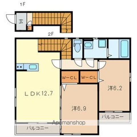 アムール カトレアヒルズ(2LDK/2階)の間取り写真