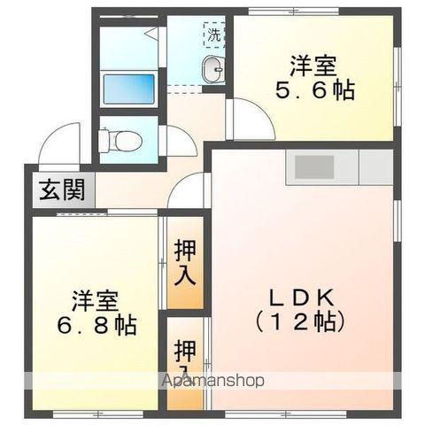 フレグランス松本 B棟(2LDK/2階)の間取り写真