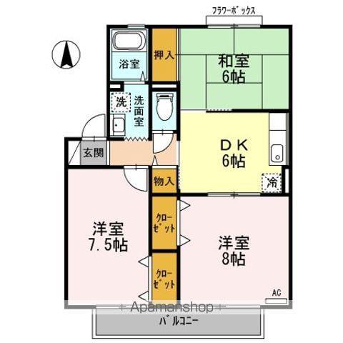 セジュールとみとB棟(3DK/1階)の間取り写真