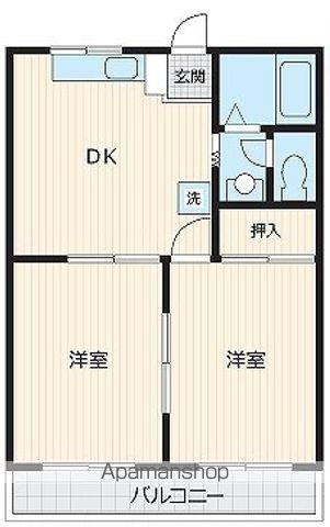 グリーンヒルサカモト(2DK/3階)の間取り写真