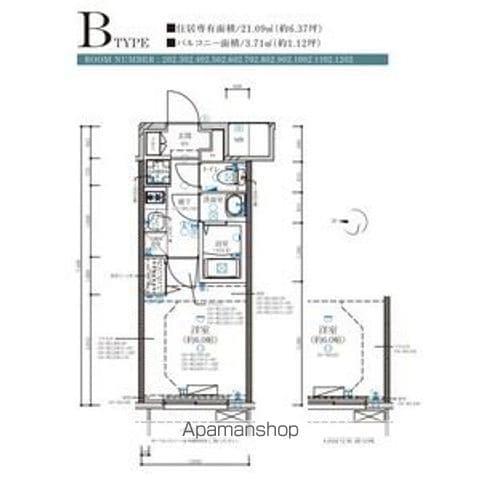 ディアレイシャス名古屋大須通(1K/11階)の間取り写真