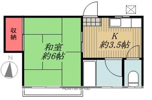 静気荘(1K/1階)の間取り写真