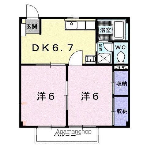 ミューズ松本Ⅴ(2DK/2階)の間取り写真