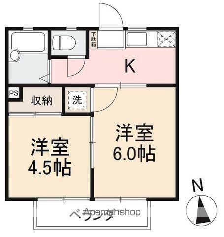 シャトレーハイツⅠ(2K/2階)の間取り写真