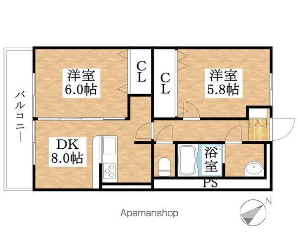 ベルハウス(2DK/4階)の間取り写真