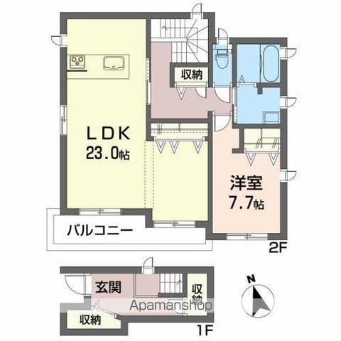 シャーメゾン盛岡中央(1LDK/2階)の間取り写真