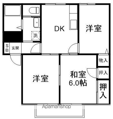 サニーコートC(3DK/2階)の間取り写真