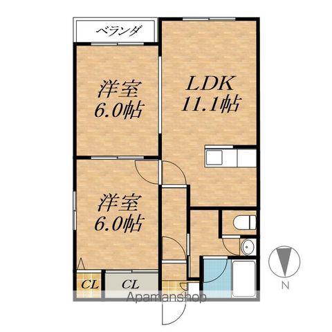 コーポニュータウン2(2LDK/2階)の間取り写真