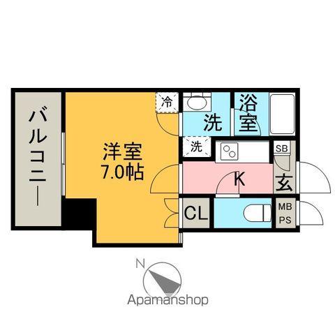 エンクレスト白金(1K/6階)の間取り写真