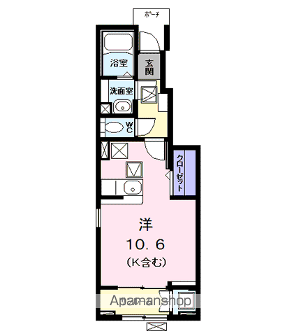 ルミエール明野(ワンルーム/1階)の間取り写真