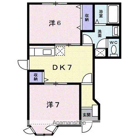 グリーンハイツB(2DK/1階)の間取り写真