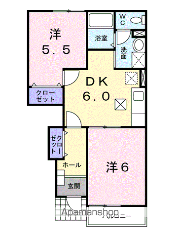 キャメルコート小倉寺A(2DK/1階)の間取り写真