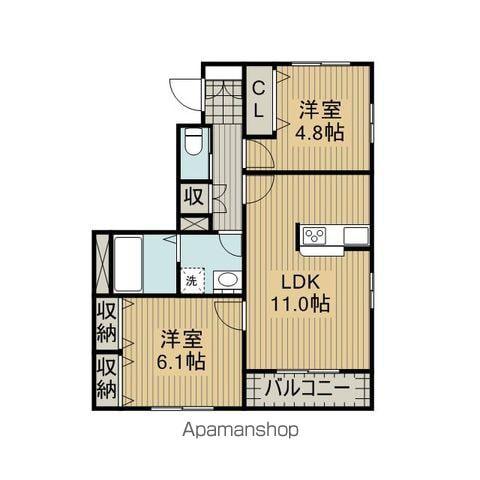 EVERGREEN(2LDK/2階)の間取り写真