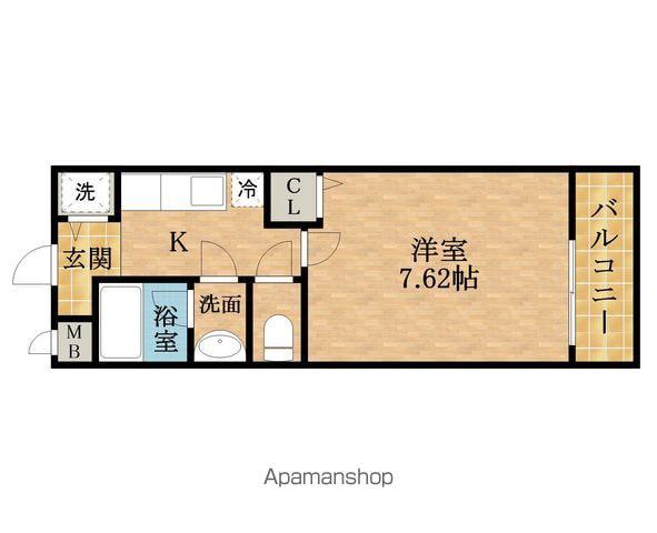 カルティエ3M(1K/1階)の間取り写真