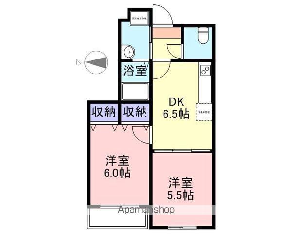 グランシティ C棟(2DK/1階)の間取り写真