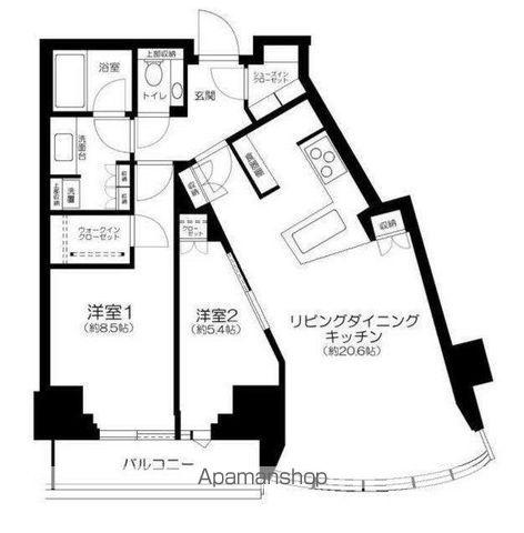 パークコート神宮北参道 ザ タワー(2LDK/16階)の間取り写真