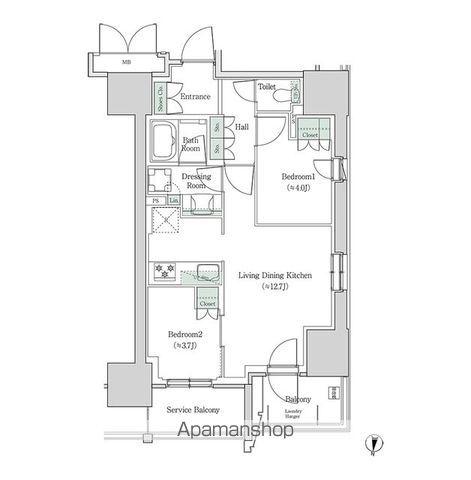 ブルックサイドレジデンス木場(2LDK/3階)の間取り写真