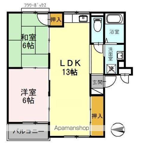 フラワーハイム鶴見(2LDK/2階)の間取り写真