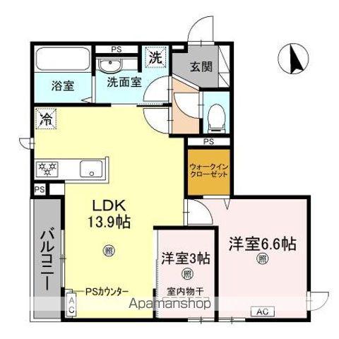 グランピース駒川(2LDK/2階)の間取り写真