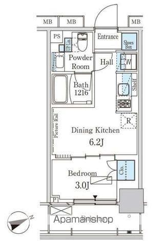 パークアクシス芝浦キャナル(1DK/3階)の間取り写真