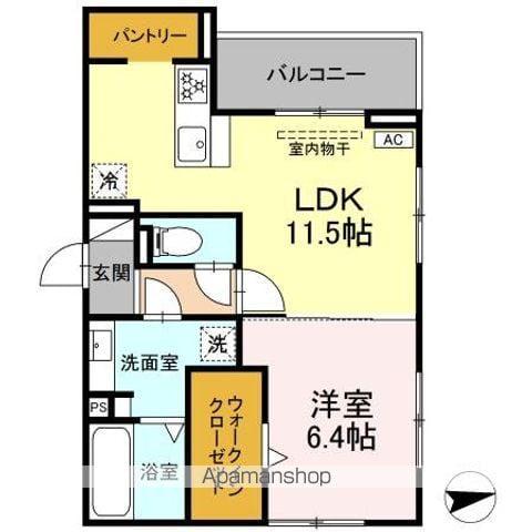 D-ROOM 剣(1LDK/2階)の間取り写真