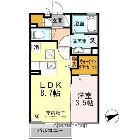 グランシャトー椿黒(1LDK/2階)の間取り写真